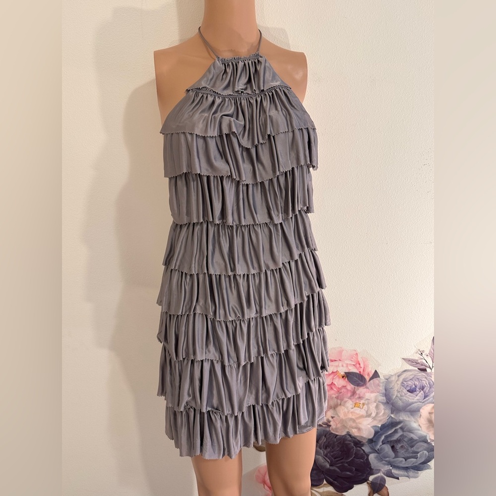 NEW TOM FORD Halterneck Ruffled Cocktail Dress in Mauve purple backless mini 6 - Picture 1 of 10